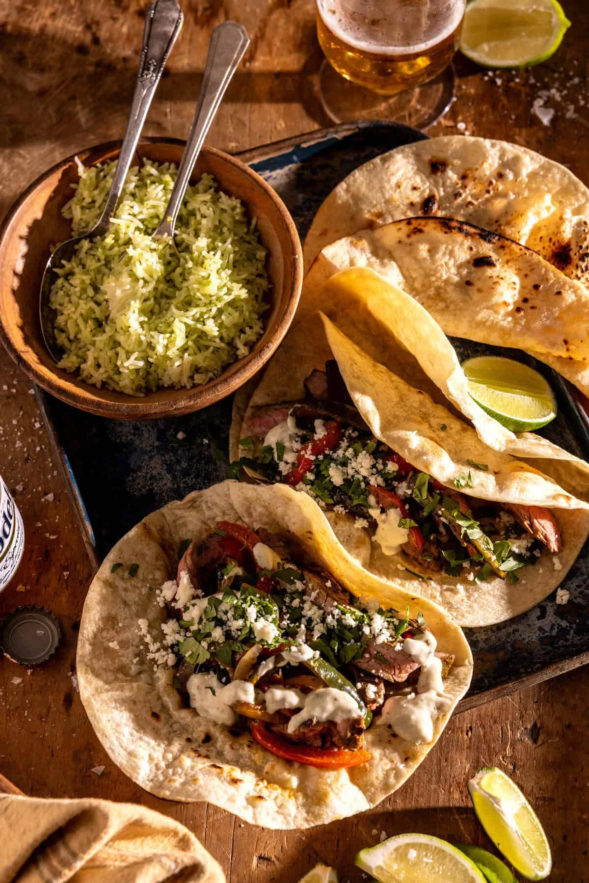 The Art of the Open Flame: Mastering Fiesta Steak Fajitas with Creamy Jalapeño Verde Sauce